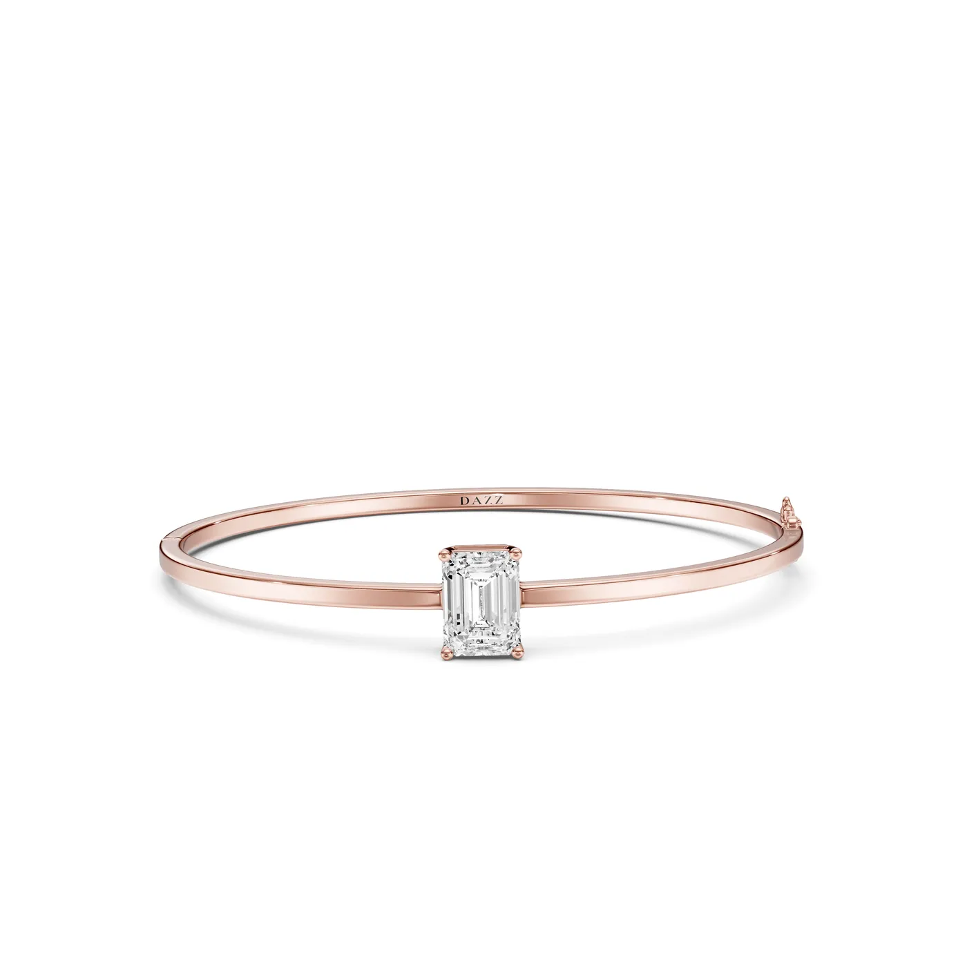 Emerald Solitaire Bangle Bracelet, Rose gold — DAZZ diamonds
