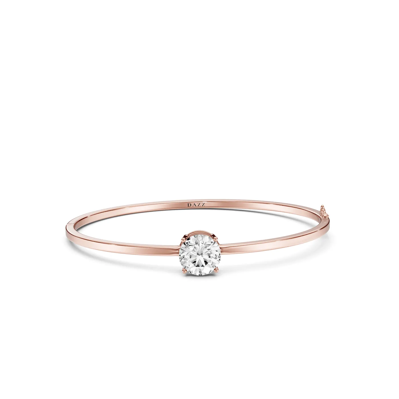 Round Solitaire Bangle Bracelet, Round cut, Rose gold — DAZZ diamonds