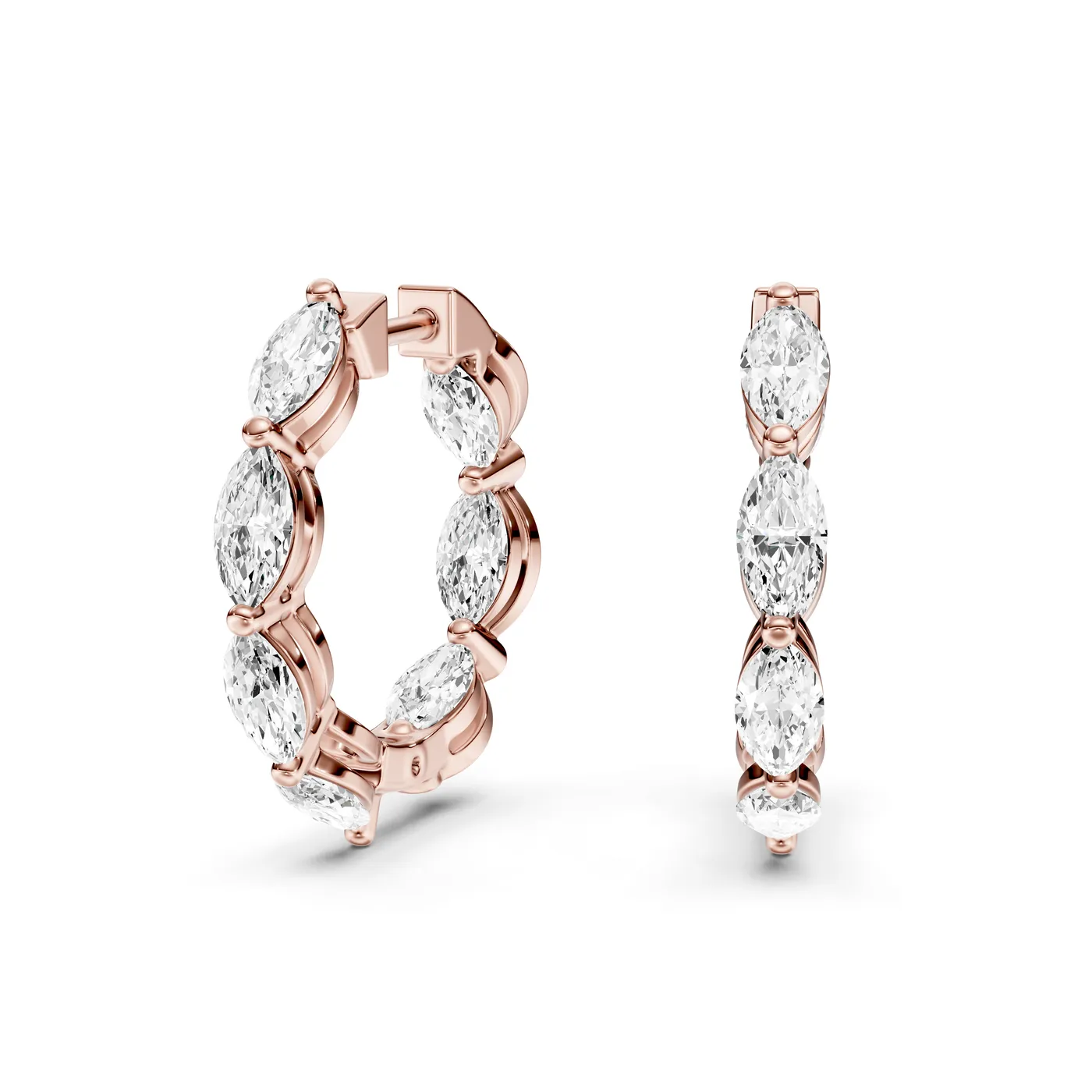 Marquise Diamond Hoop Earrings, Marquise cut, Rose gold — DAZZ diamonds