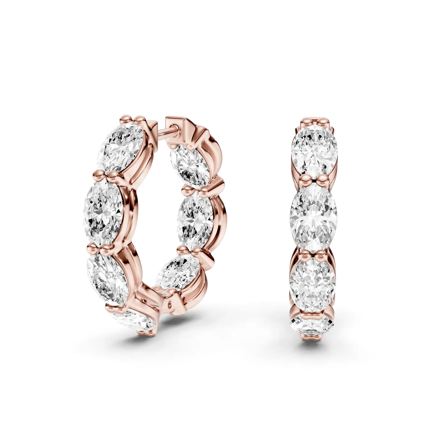 Oval Diamond Hoop Earrings, Oval cut, Rose gold — DAZZ diamonds
