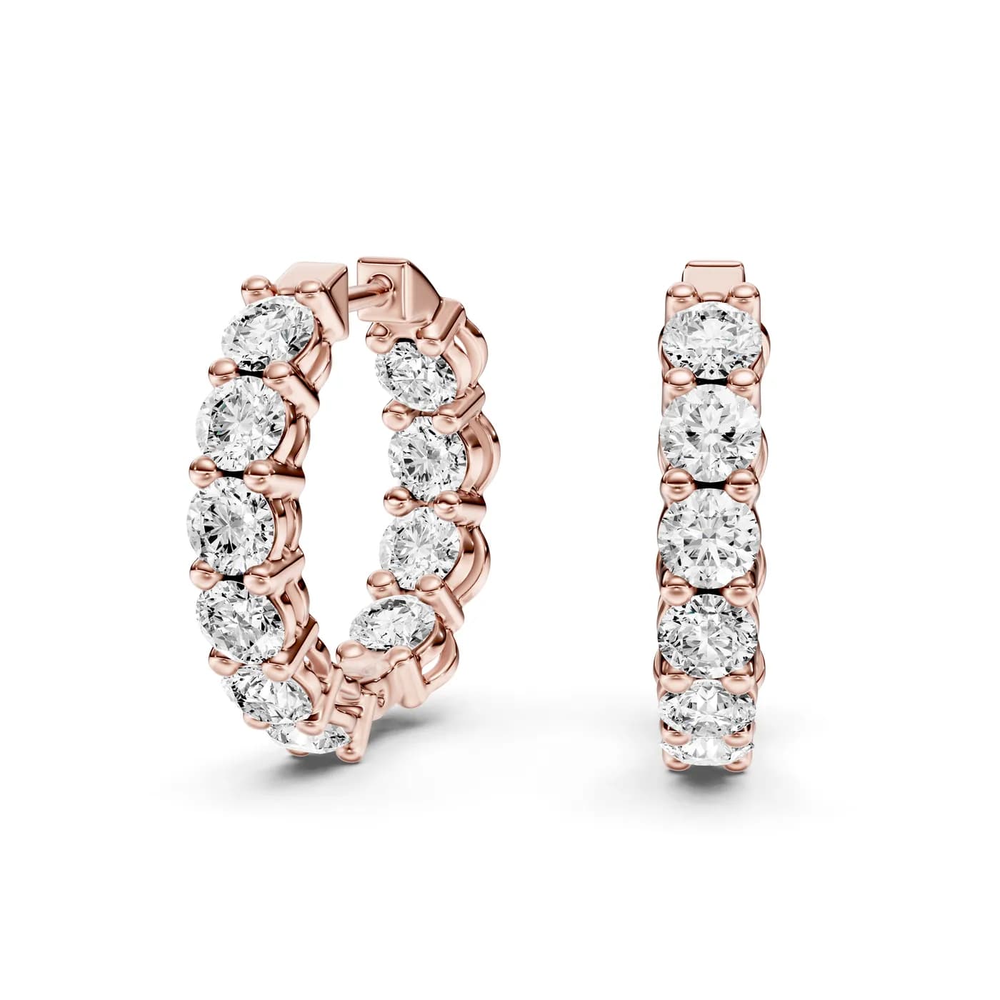 Round Diamond Hoop Earrings, Round cut, Rose gold — DAZZ diamonds