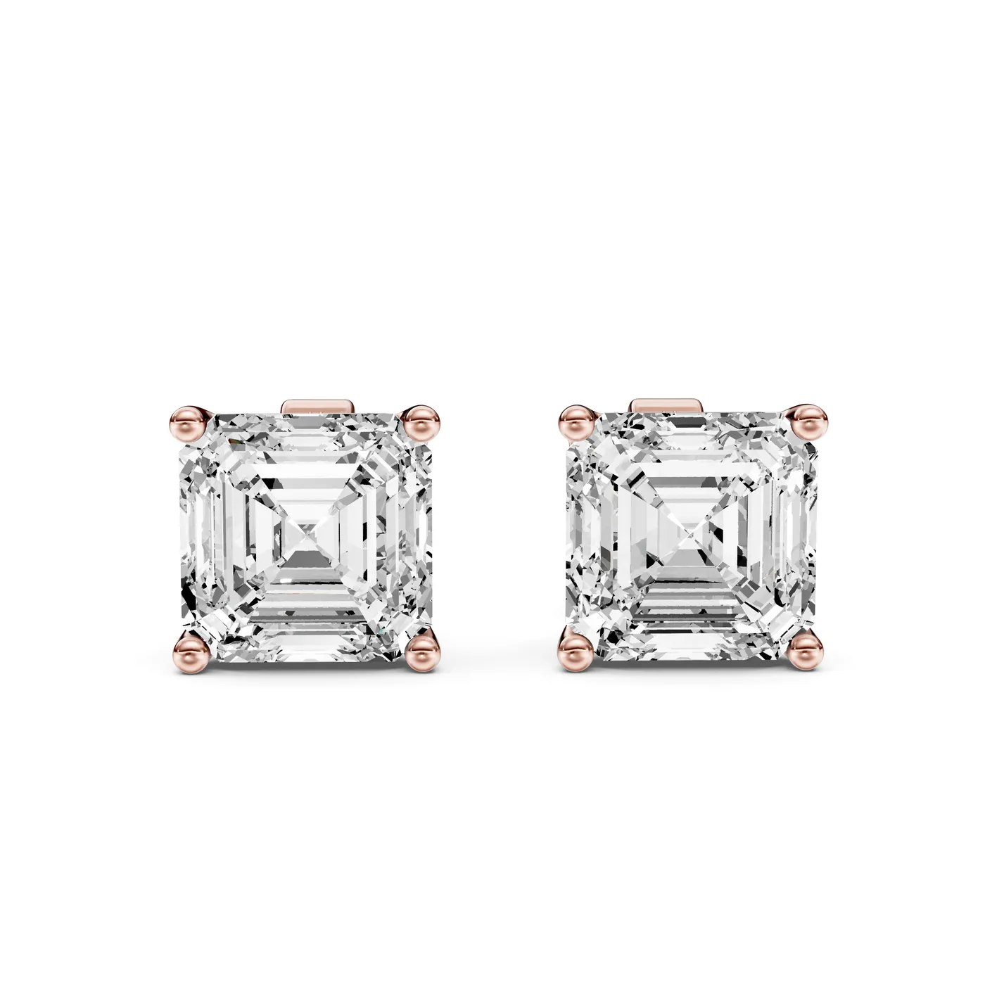 Asscher Martini Stud Earrings, Rose gold — DAZZ diamonds