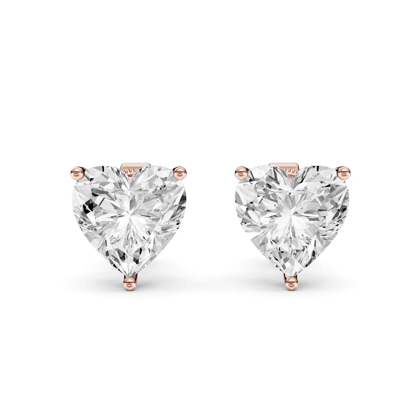 Heart Martini Stud Earrings, Heart cut, Rose gold — DAZZ diamonds