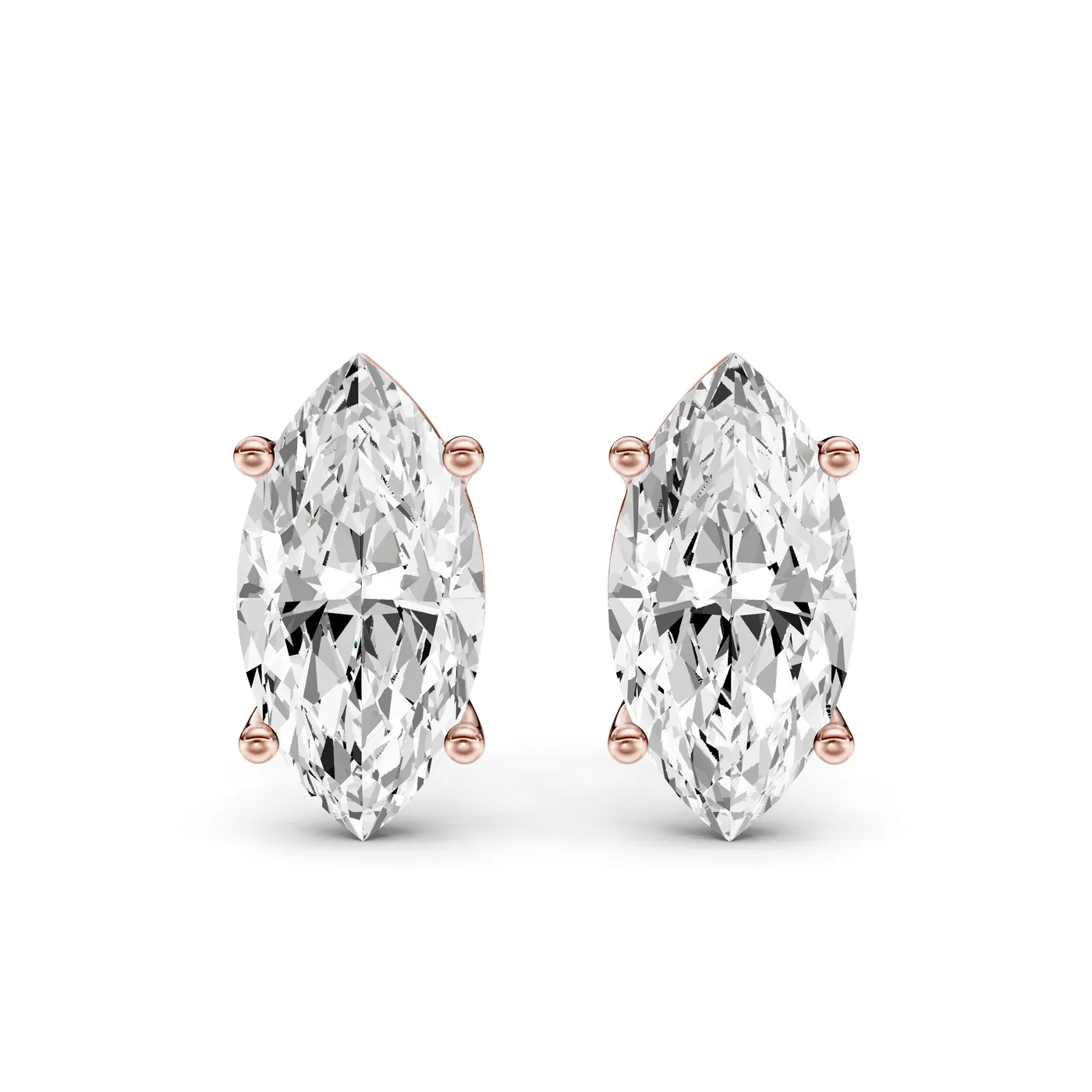 Marquise Martini Stud Earrings, Marquise cut, Rose gold — DAZZ diamonds