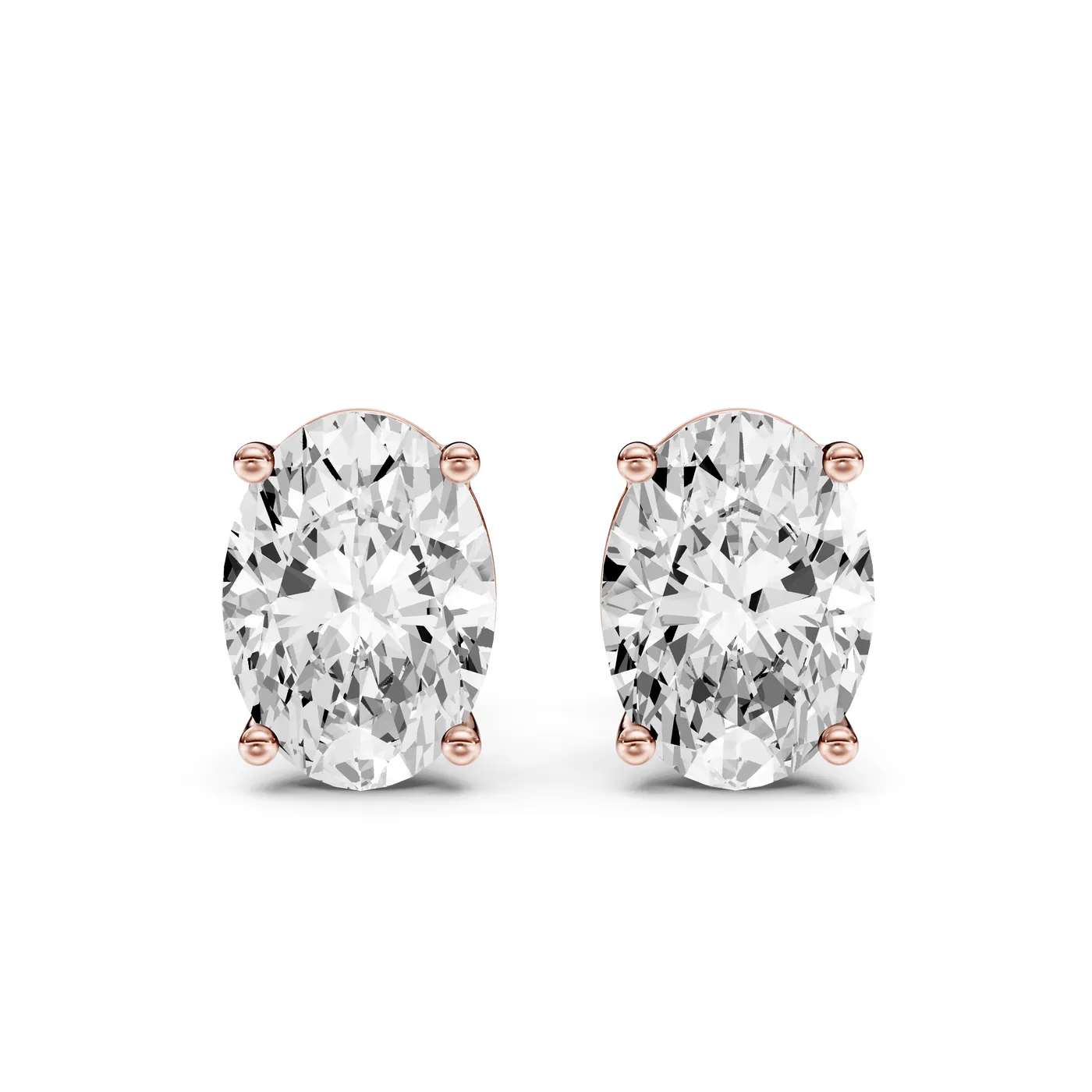 Oval Martini Stud Earrings, Oval cut, Rose gold — DAZZ diamonds