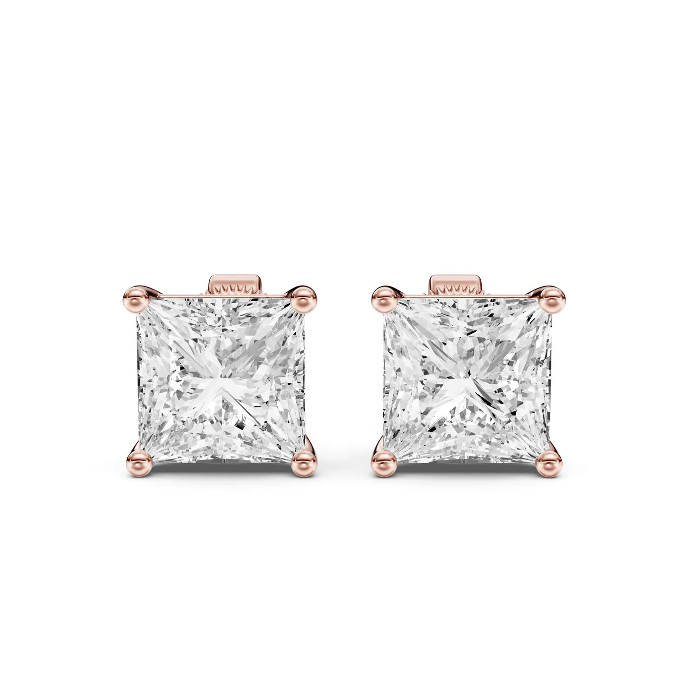 Princess Martini Stud Earrings, Princess cut, Rose gold — DAZZ diamonds