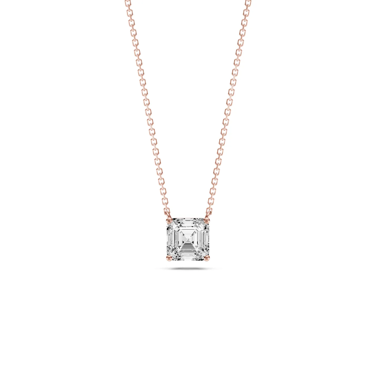 Asscher Solitaire Pendant Necklace, Asscher cut, Rose gold — DAZZ diamonds