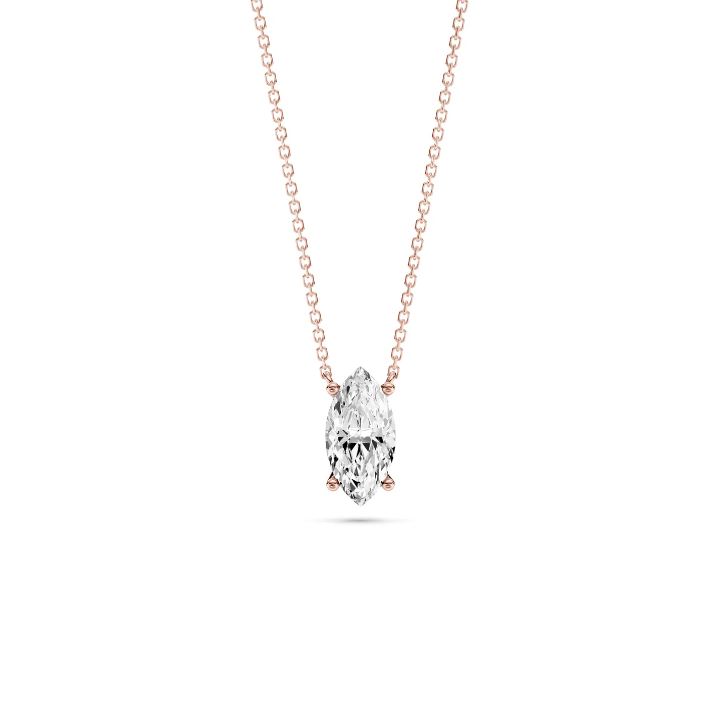 Marquise Solitaire Pendant Necklace, Marquise cut, Rose gold — DAZZ diamonds