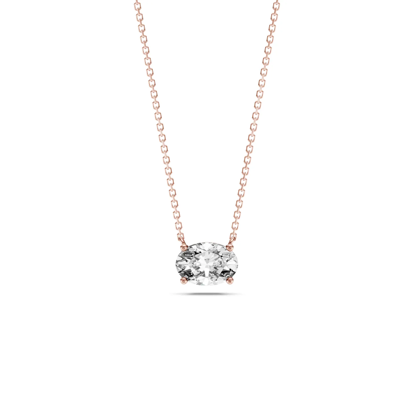 Oval Solitaire Pendant Necklace, Rose gold — DAZZ diamonds