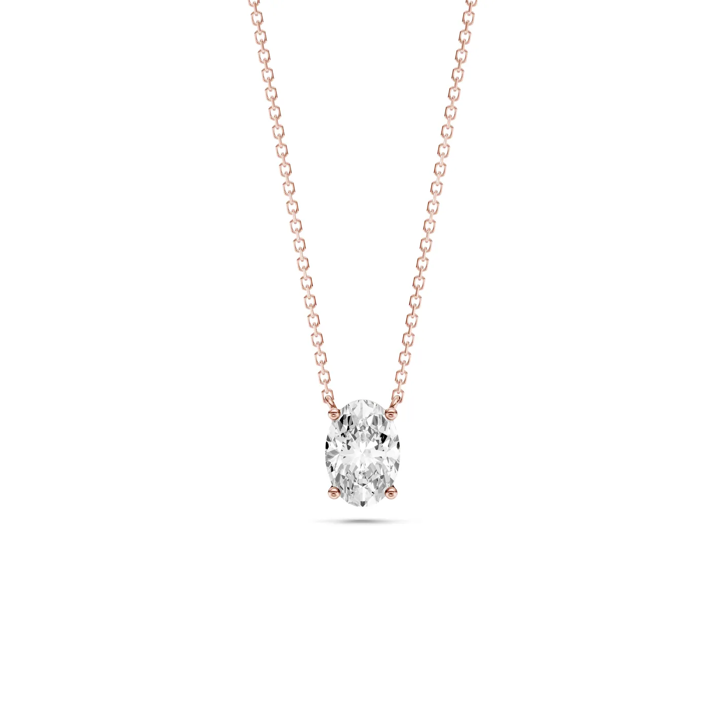 Oval Solitaire Pendant Necklace, Oval cut, Rose gold — DAZZ diamonds