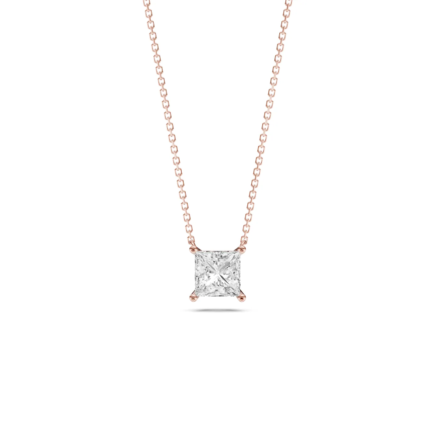 Princess Solitaire Pendant Necklace, Princess cut, Rose gold — DAZZ diamonds