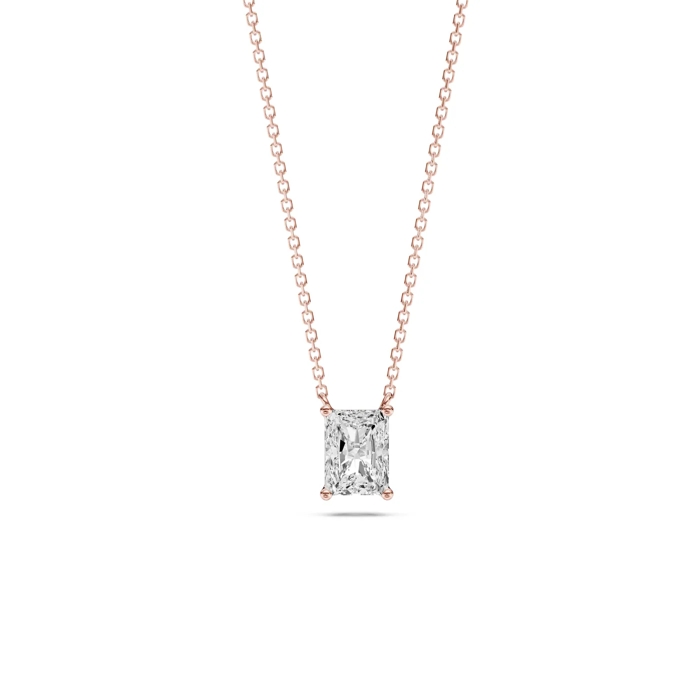 Radiant Solitaire Pendant Necklace, Radiant cut, Rose gold — DAZZ diamonds