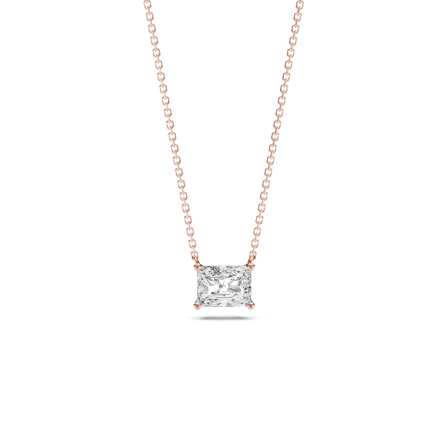 Radiant Solitaire Pendant Necklace, Radiant cut, Rose gold — DAZZ diamonds