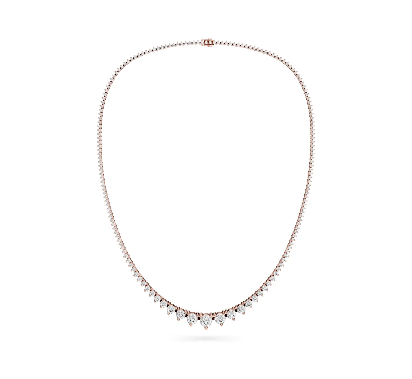 Round Diamond Tennis Necklace, Rose gold — DAZZ diamonds