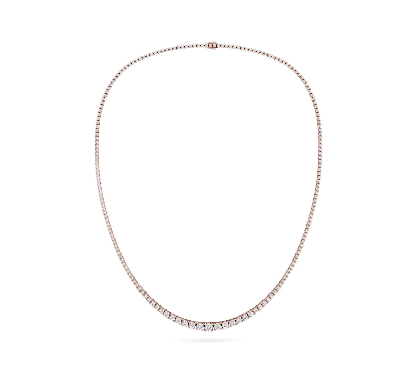 Round Diamond Tennis Necklace, Rose gold — DAZZ diamonds