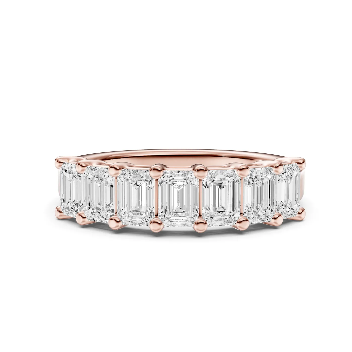 Emerald Half Eternity Ring, Rose gold — DAZZ diamonds