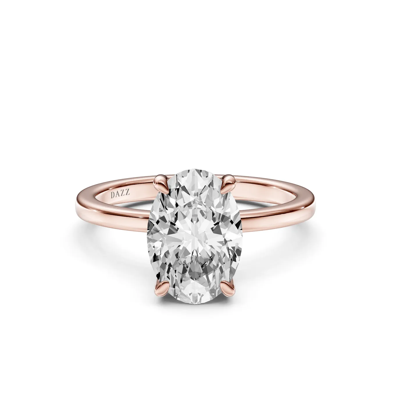 Oval Hidden Halo Ring, Rose gold — DAZZ diamonds