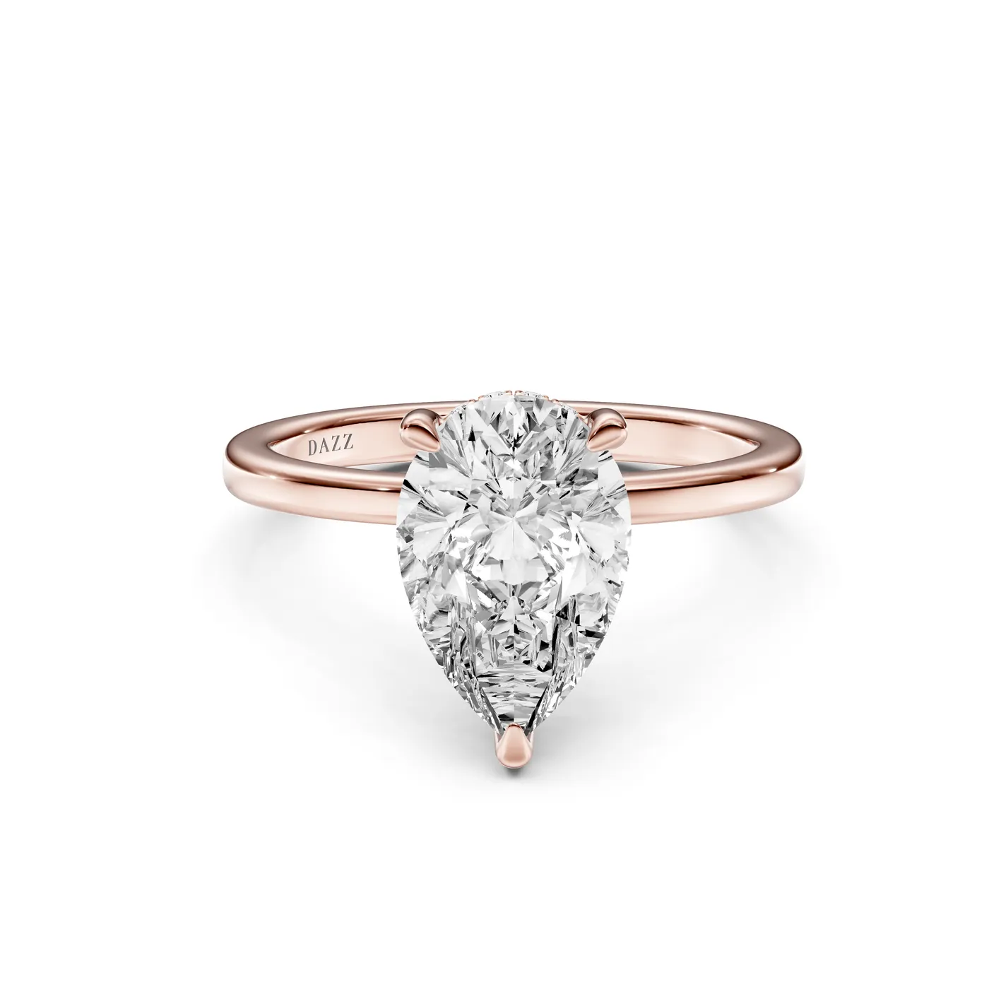 Pear Hidden Halo Ring, Rose gold — DAZZ diamonds