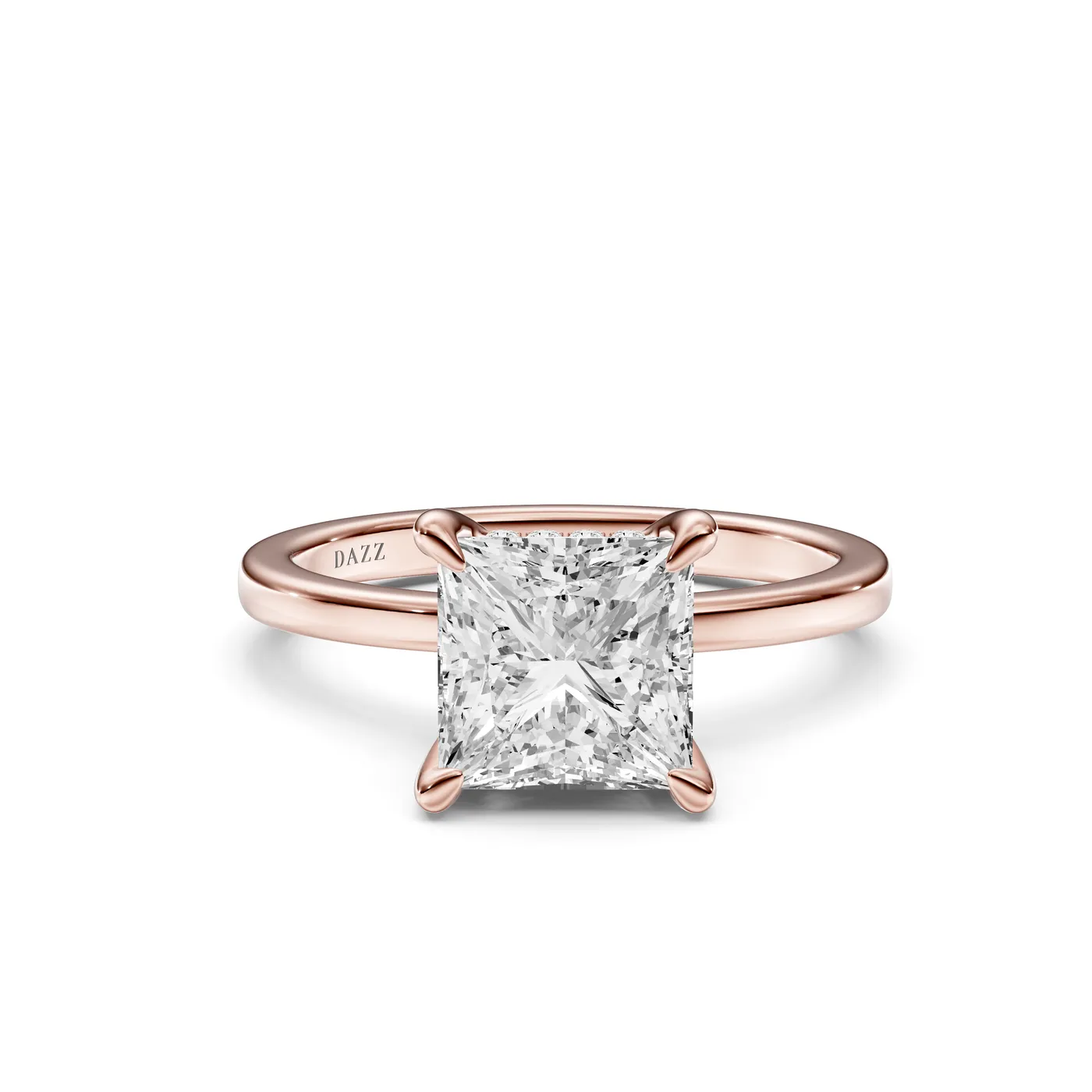 Princess Hidden Halo Ring, Rose gold — DAZZ diamonds