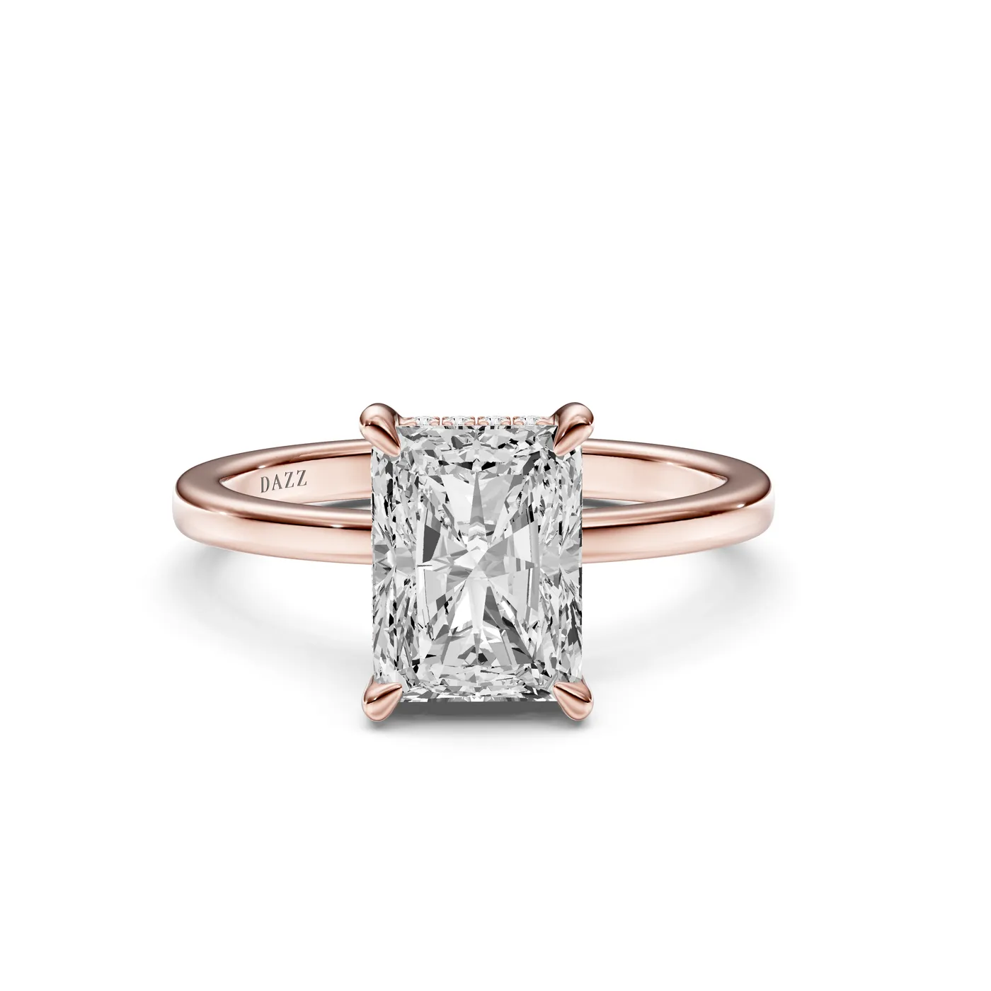 Radiant Hidden Halo Ring, Radiant cut, Rose gold — DAZZ diamonds