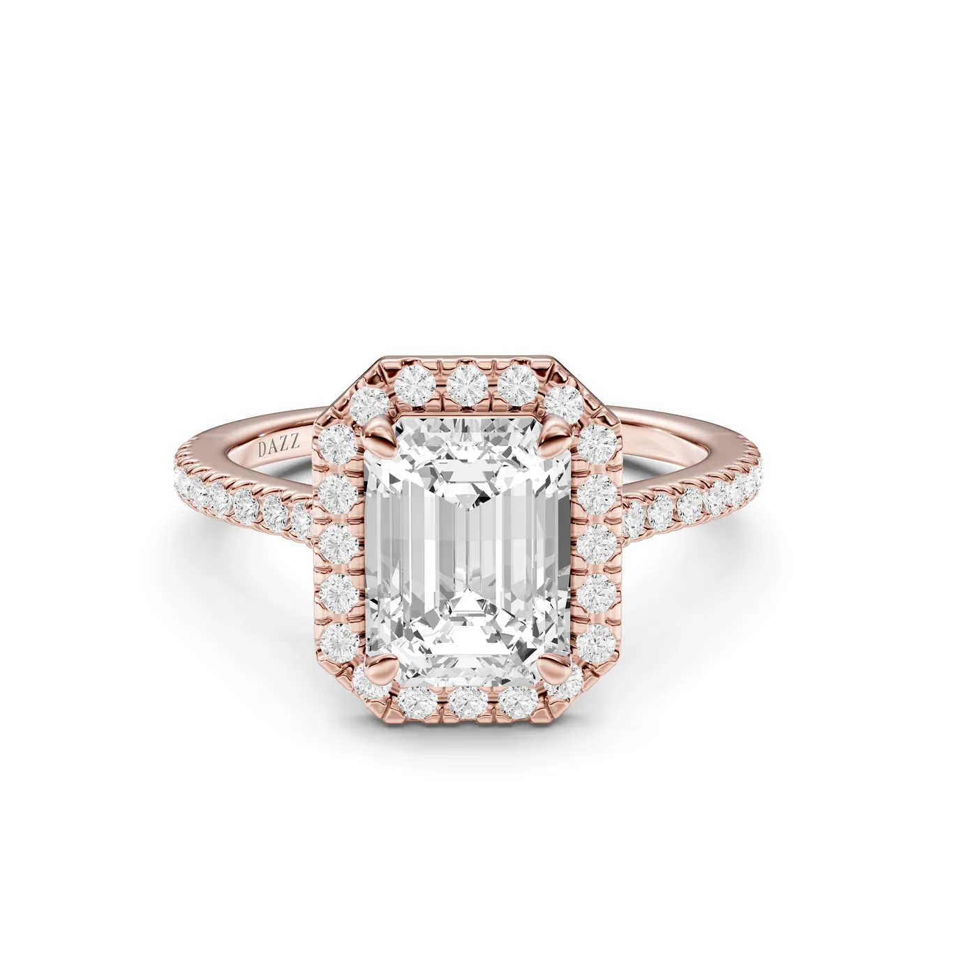 Emerald Halo Ring, Rose gold — DAZZ diamonds