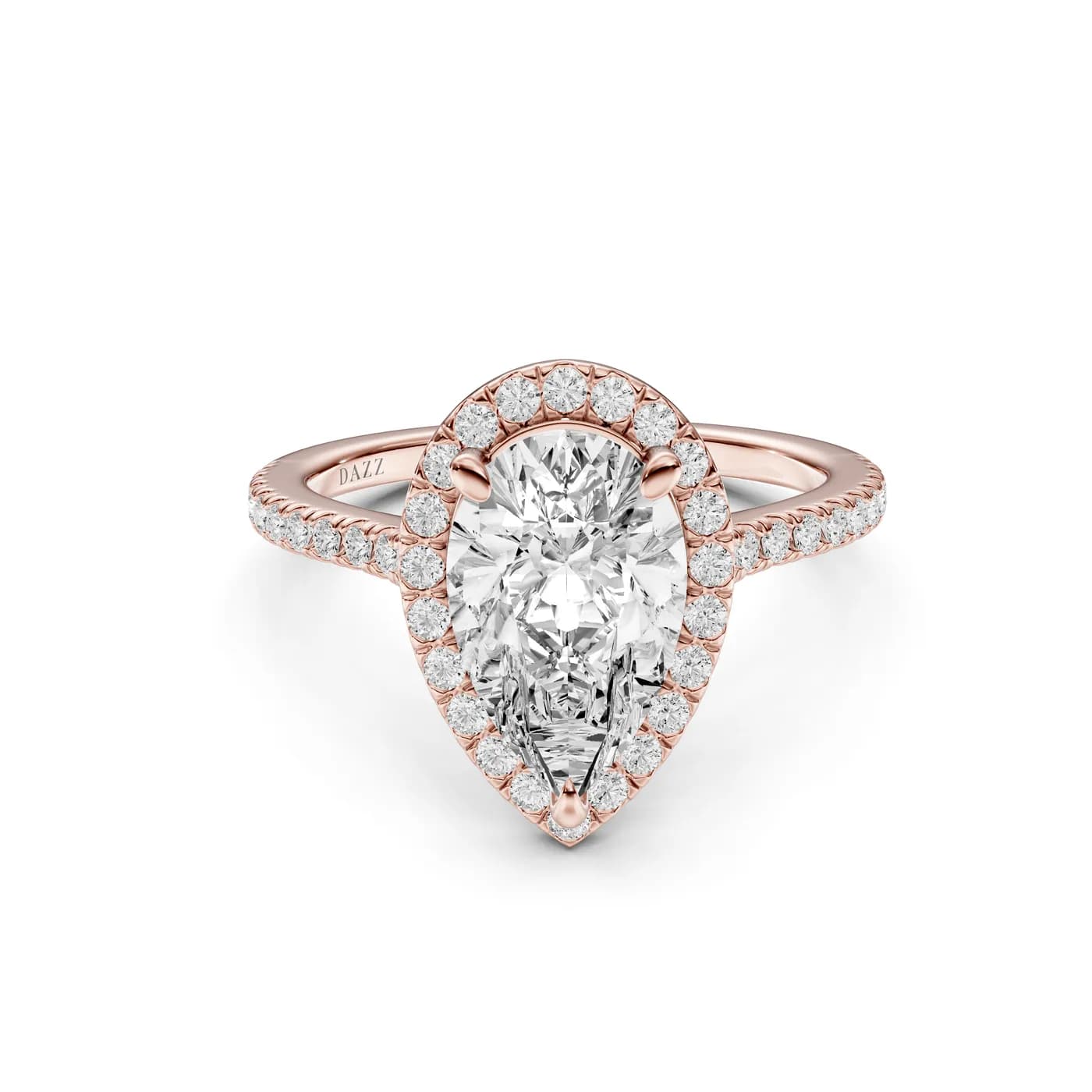 Pear Halo Ring, Rose gold — DAZZ diamonds