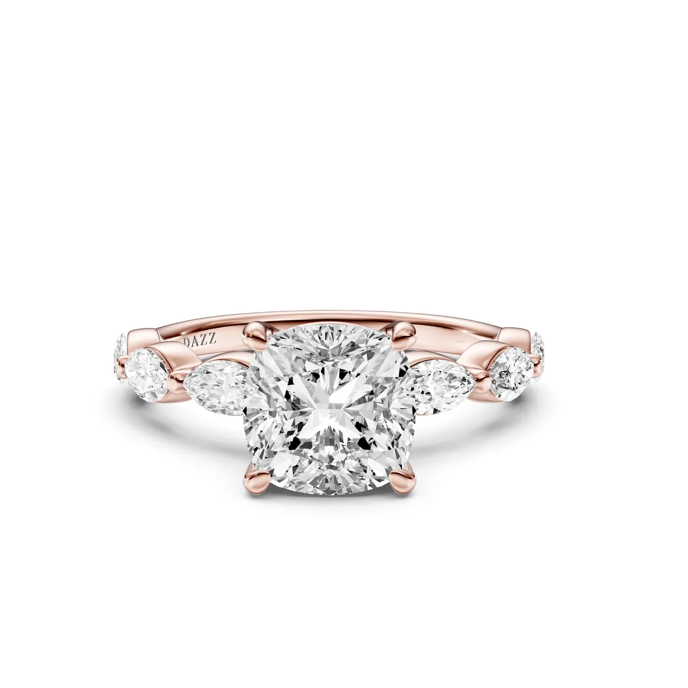 Marquise Side-Stone Ring — Cushion, Cushion cut, Rose gold — DAZZ diamonds