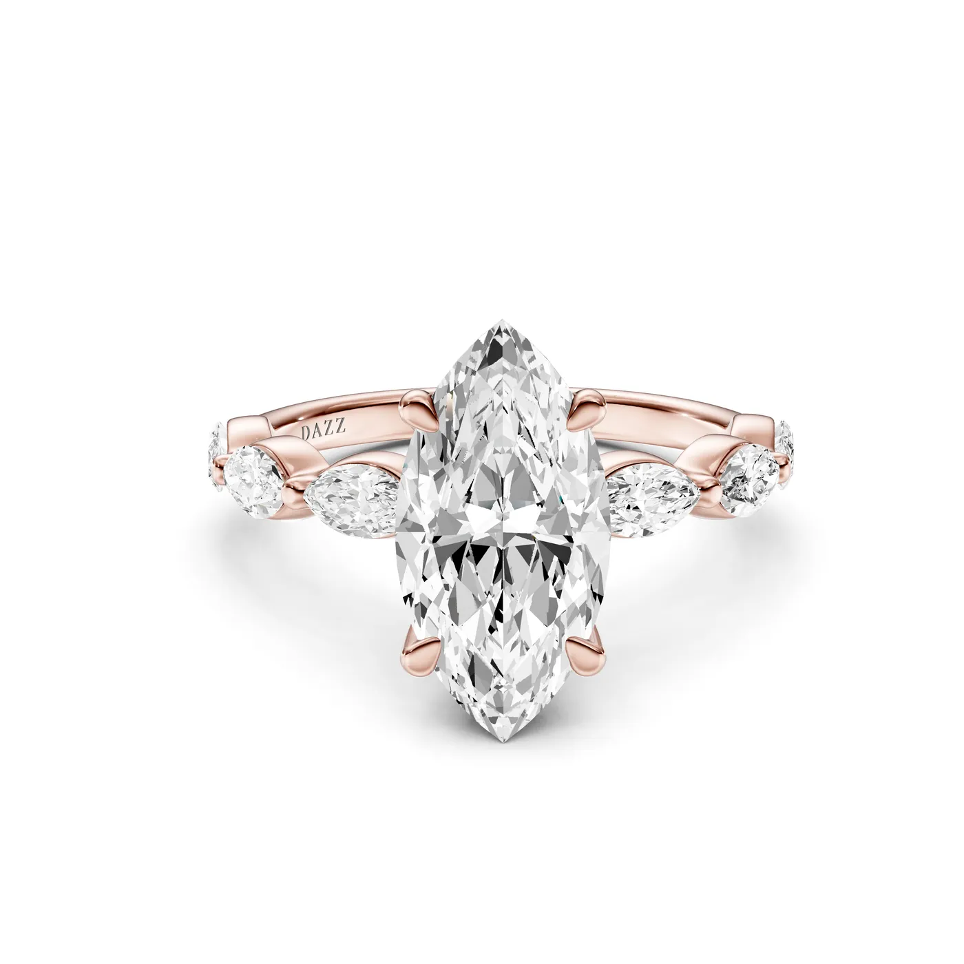 Marquise Marquise Side-Stone Ring, Rose gold — DAZZ diamonds