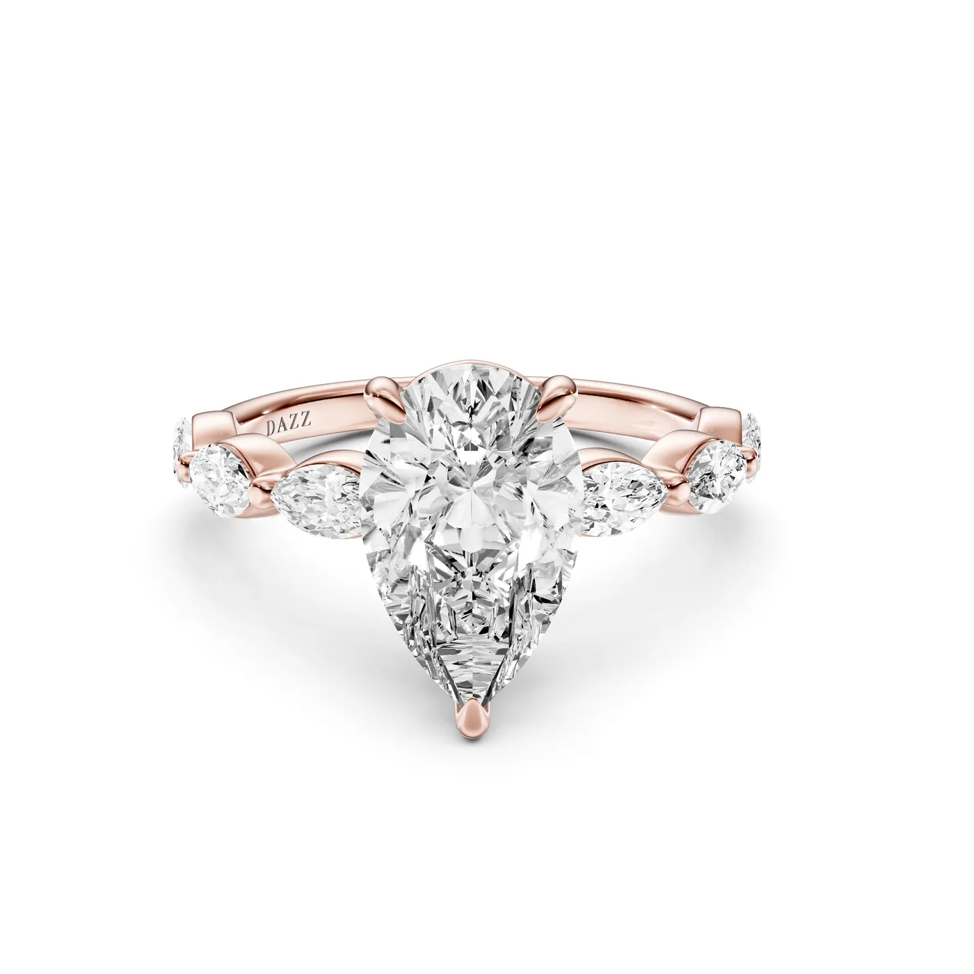 Marquise Side-Stone Ring — Pear, Pear cut, Rose gold — DAZZ diamonds