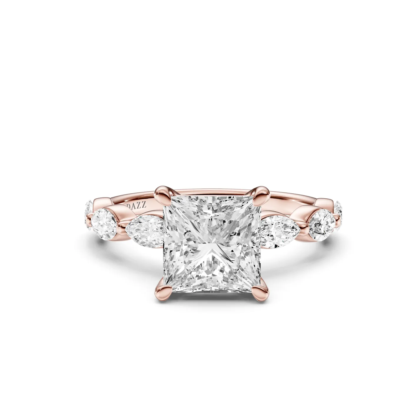 Marquise Side-Stone Ring — Princess, Princess cut, Rose gold — DAZZ diamonds