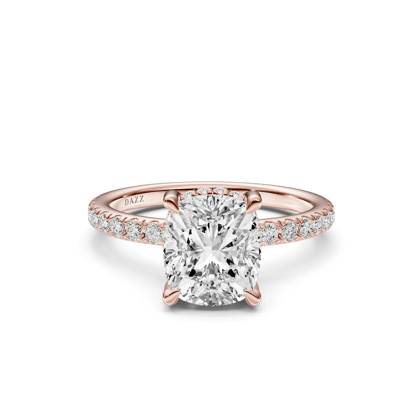 Cushion Pavé Ring, Rose gold — DAZZ diamonds