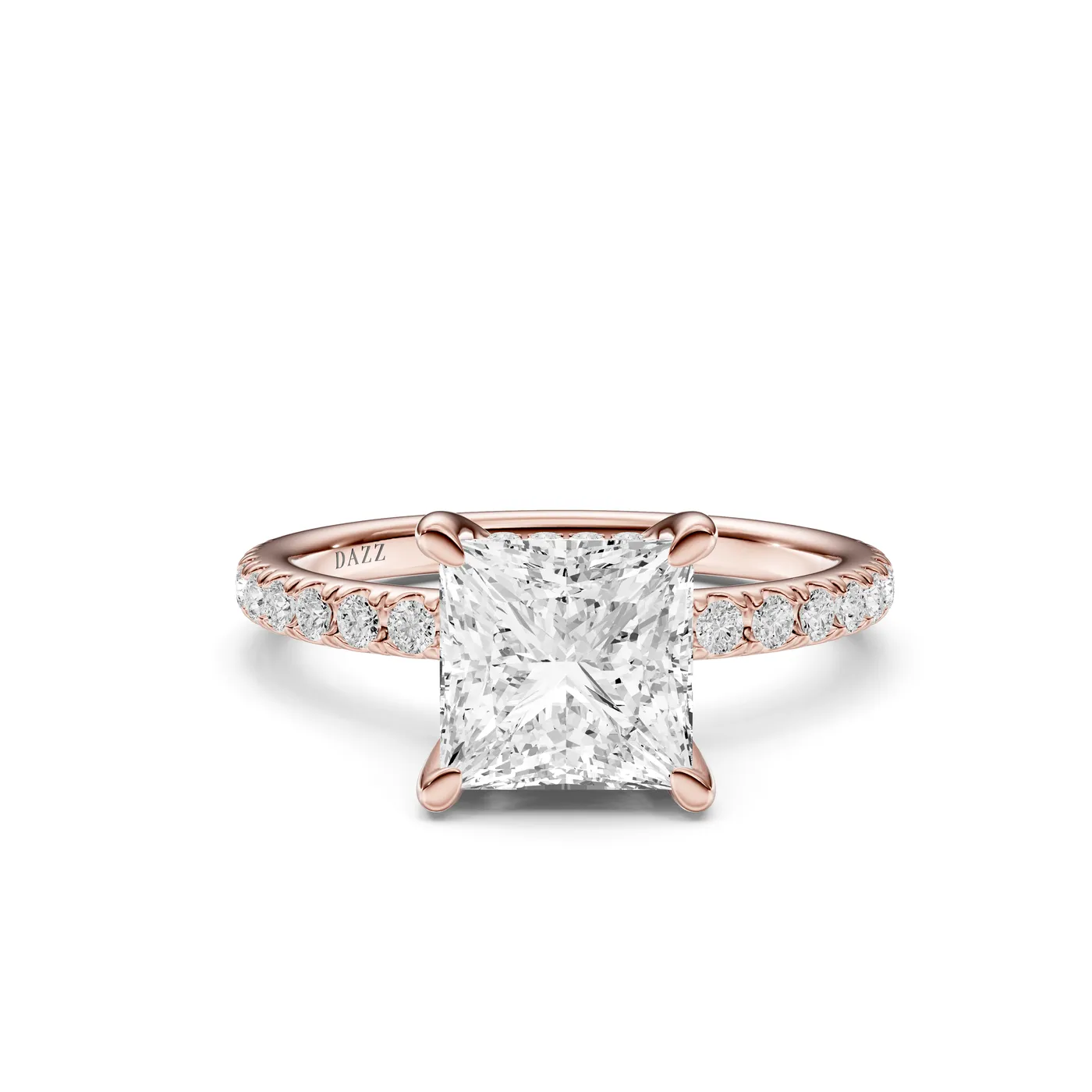 Princess Pavé Ring, Princess cut, Rose gold — DAZZ diamonds