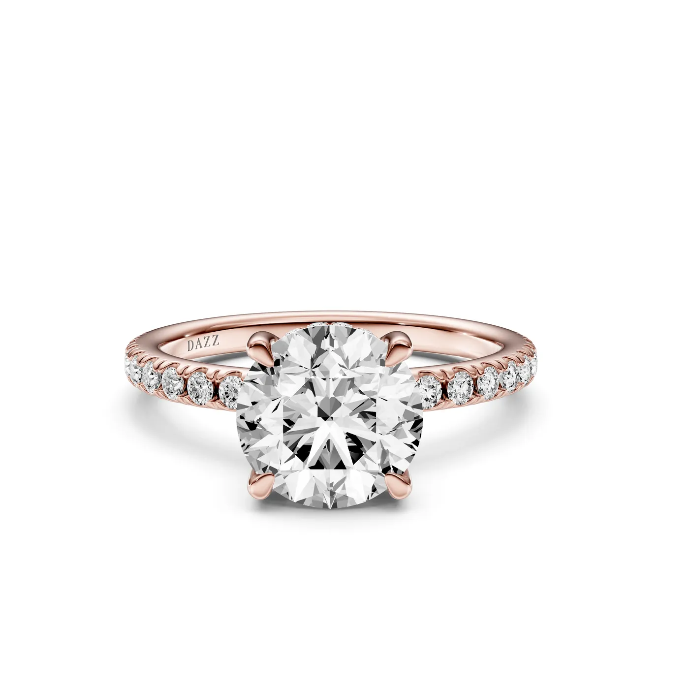 Round Pavé Ring, Round cut, Rose gold — DAZZ diamonds
