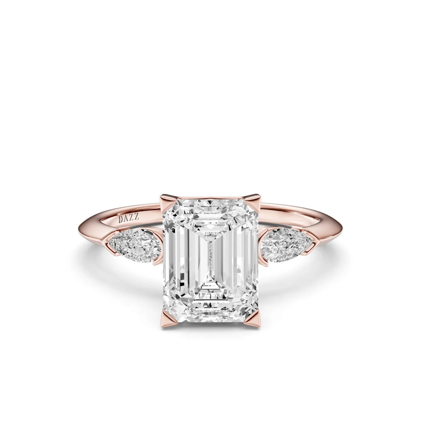 DAZZ Ring — Emerald, Emerald cut, Rose gold — DAZZ diamonds