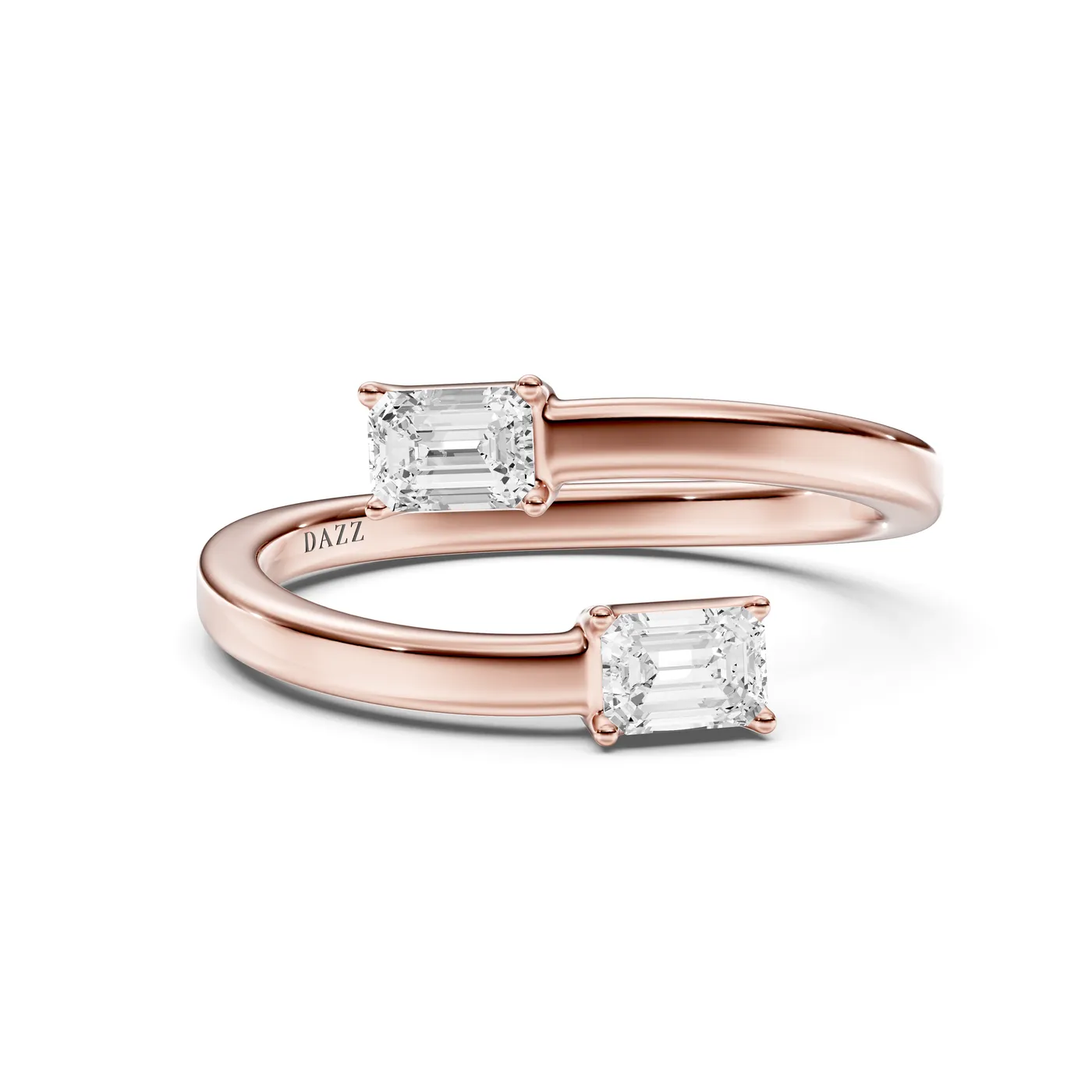 Toi et Moi Ring — Emerald, Emerald cut, Rose gold — DAZZ diamonds
