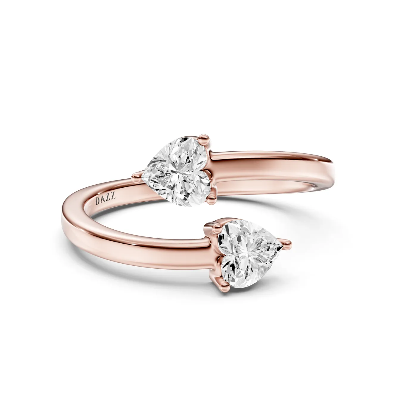 Heart Toi et Moi Ring, Rose gold — DAZZ diamonds