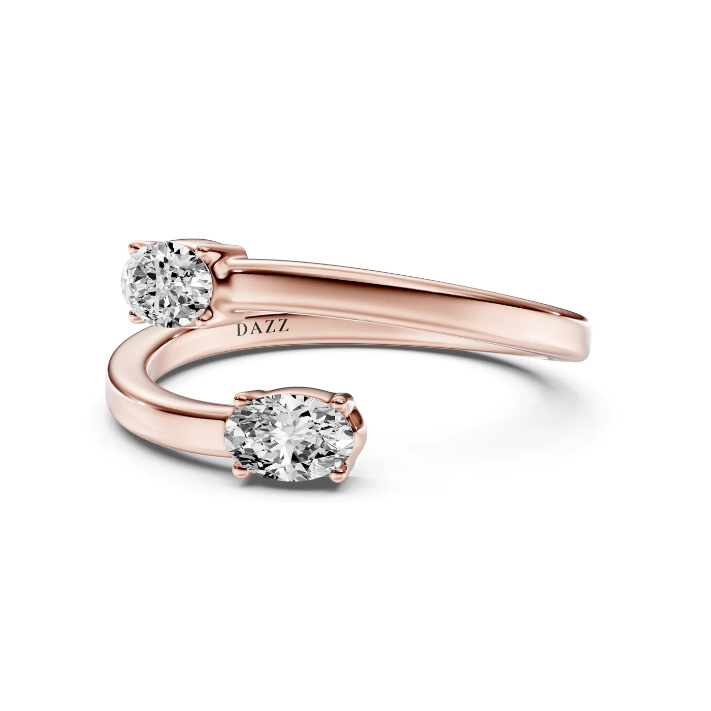 Oval Toi et Moi Ring, Rose gold — DAZZ diamonds