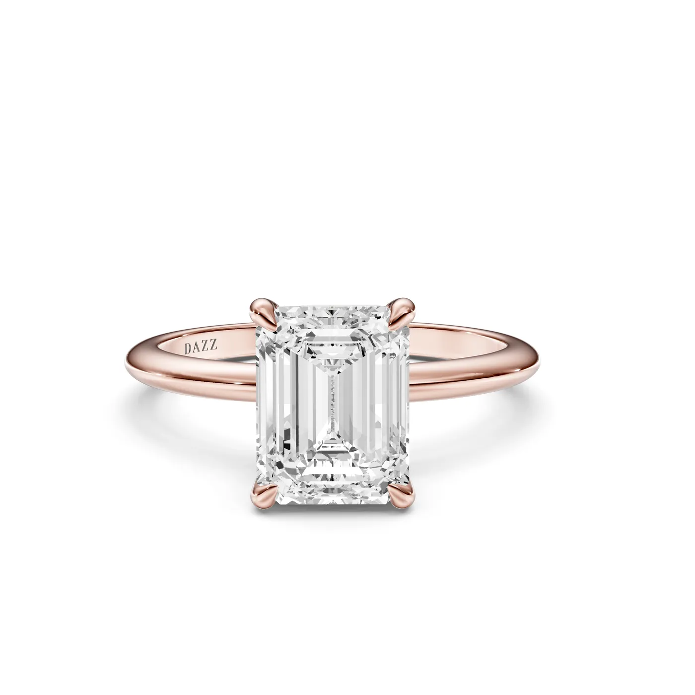 Emerald Solitaire Ring, Rose gold — DAZZ diamonds