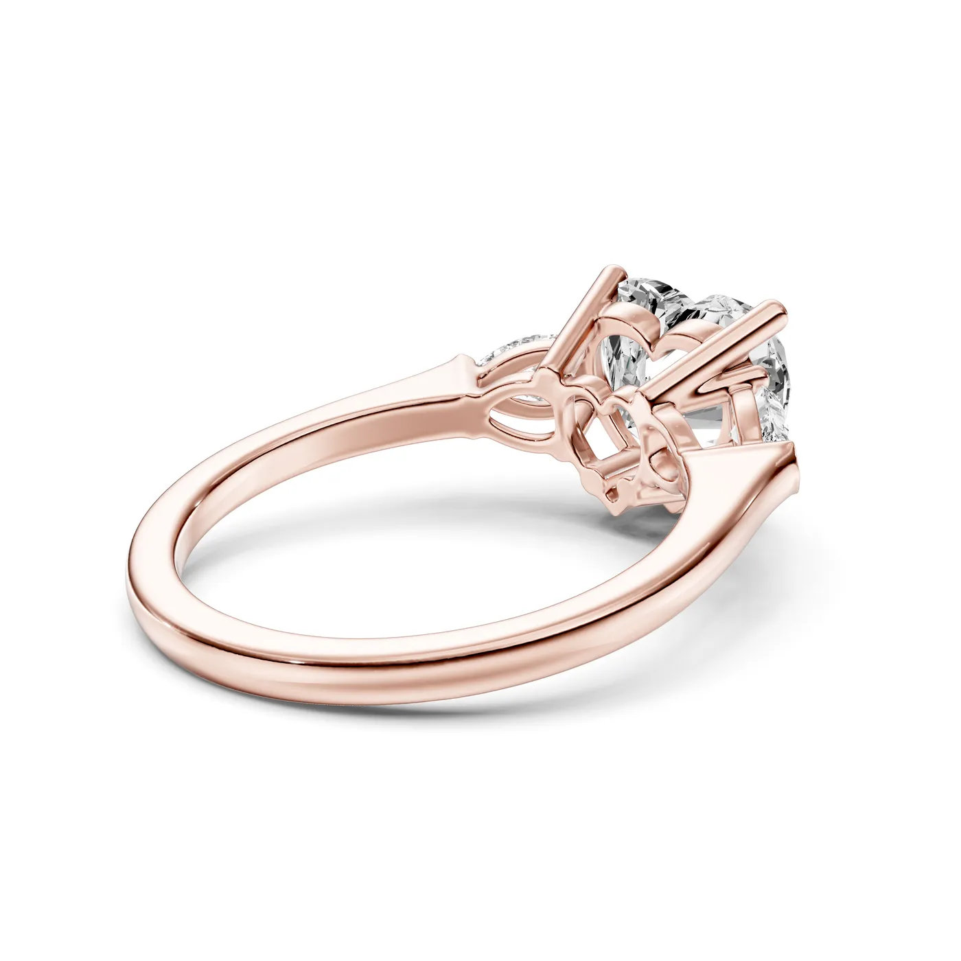 Three-Stone Pear Ring — Heart, Heart cut, Rose gold — DAZZ diamonds