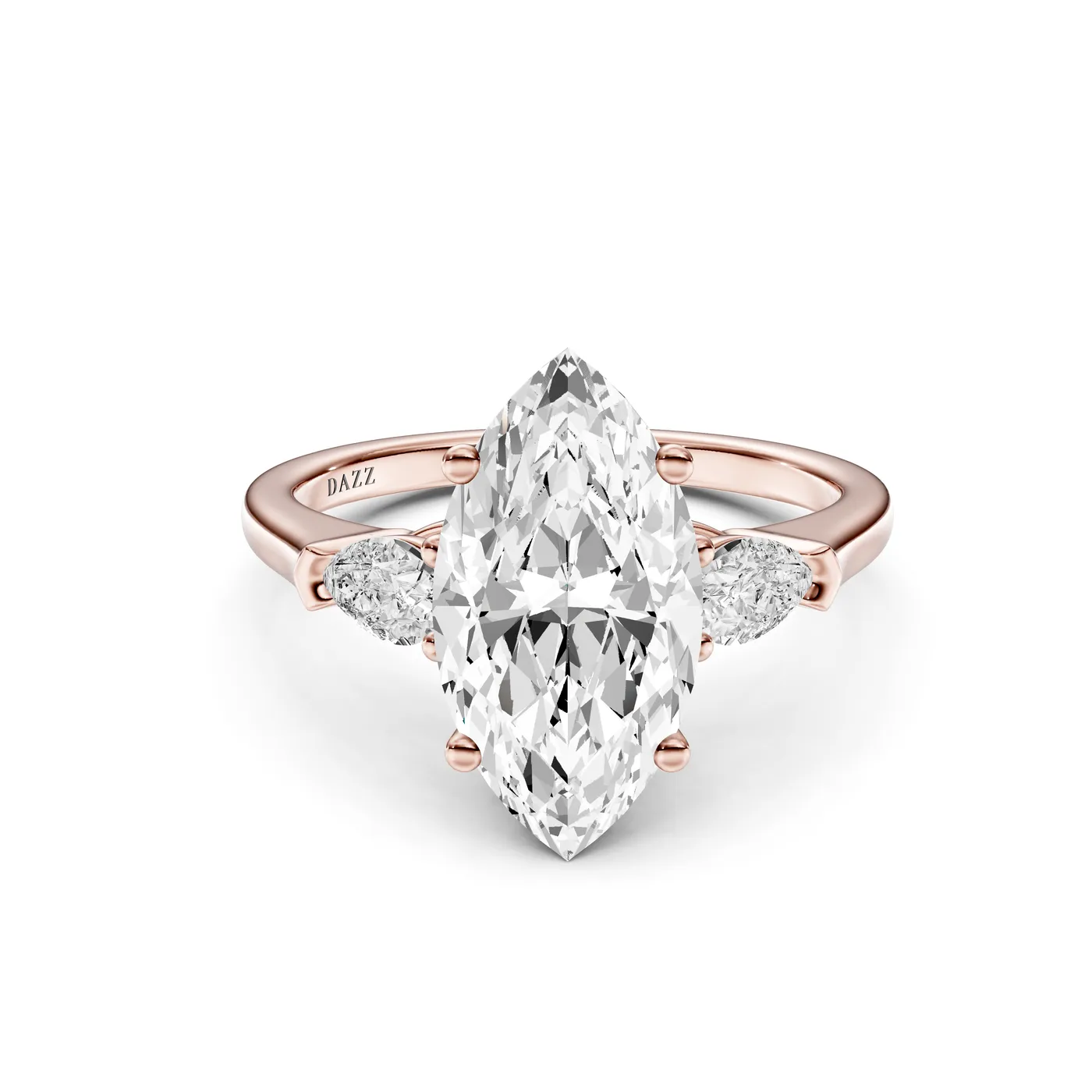 Marquise Three-Stone Pear Ring, Rose gold — DAZZ diamonds