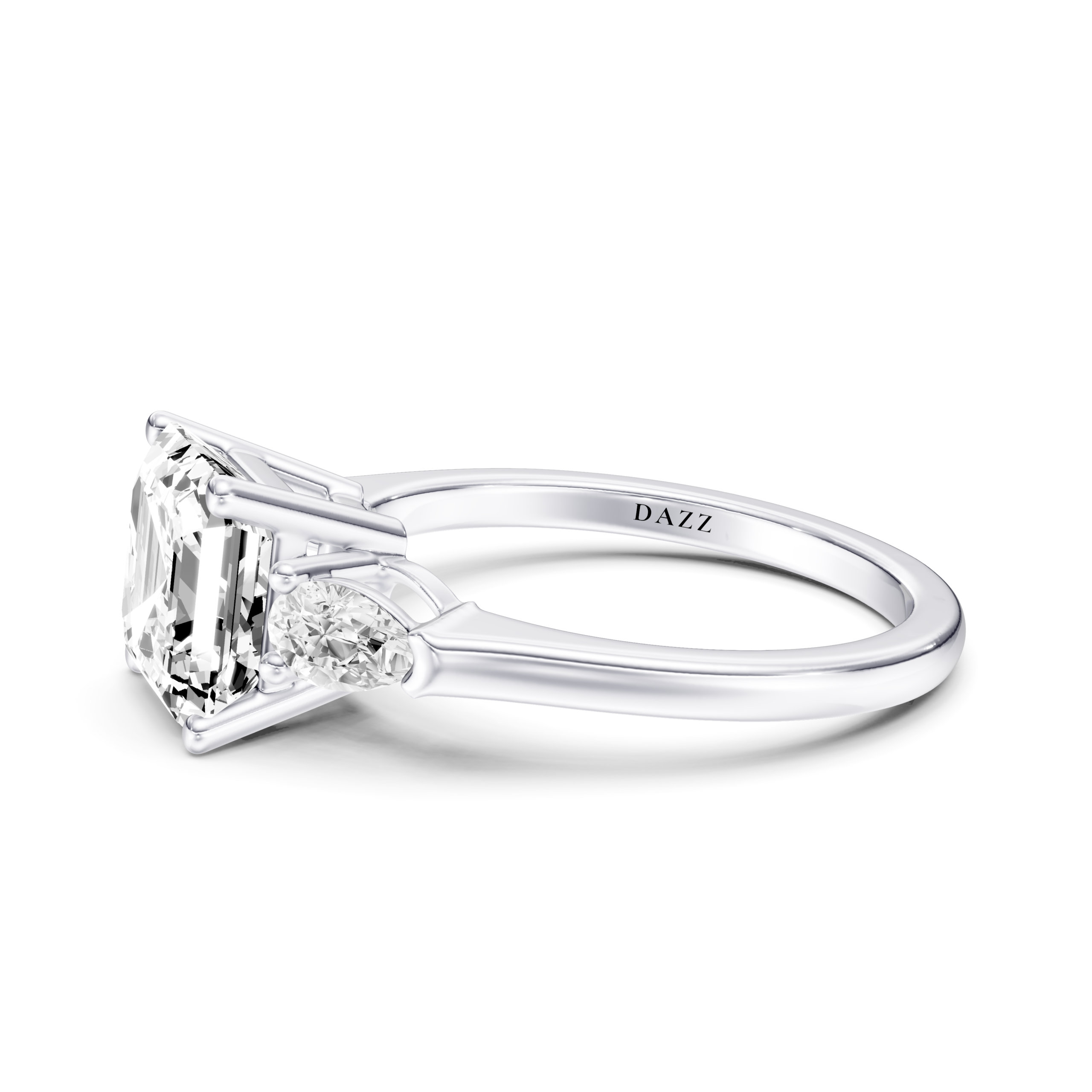 LUNEVIA 3 STONE PEAR RING - asscher