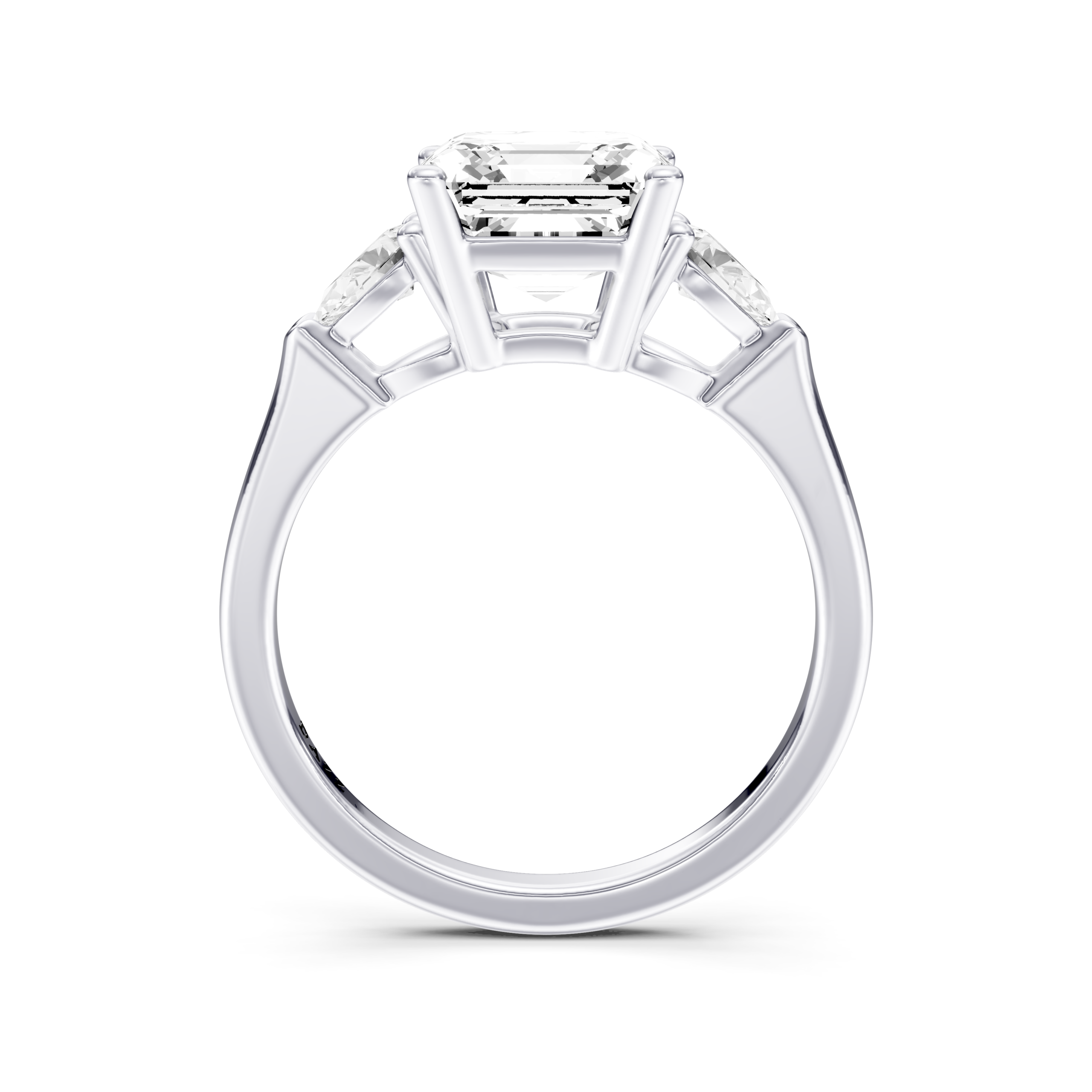 LUNEVIA 3 STONE PEAR RING - asscher