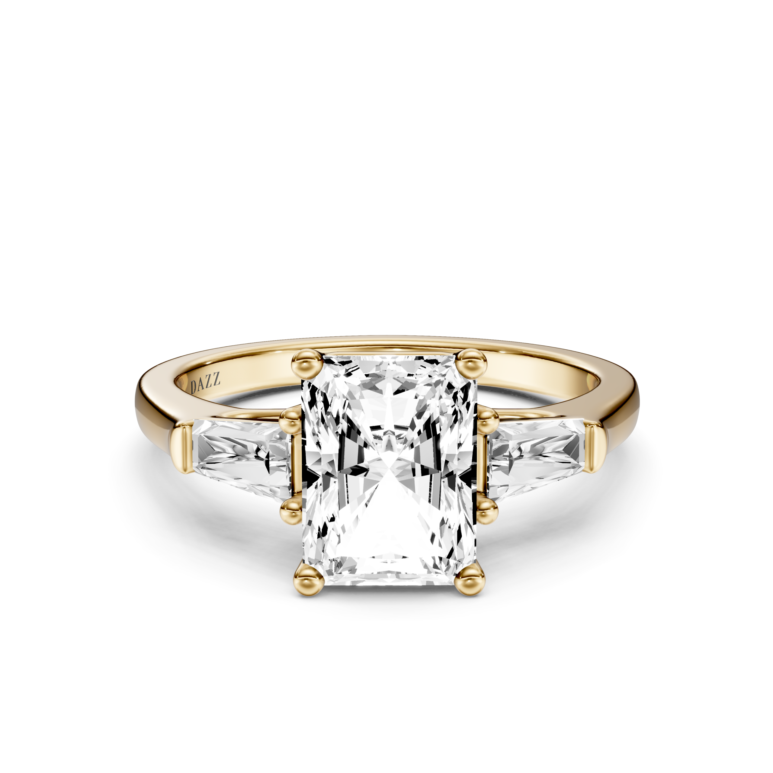 BRIAVEL 3 STONE TAPERED RING - radiant