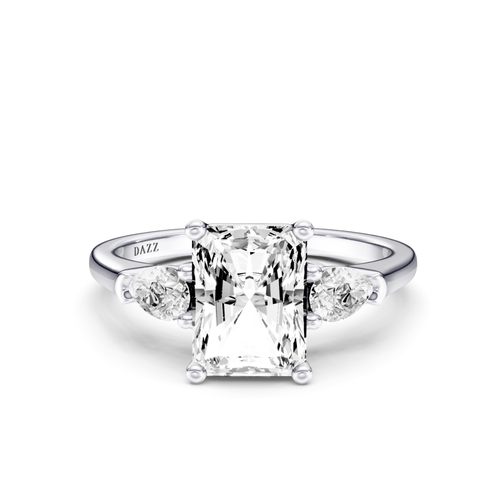 BRIVIA 3 STONE PEAR RING - radiant