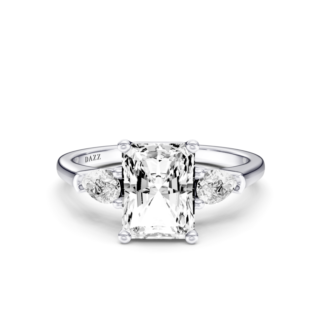 BRIVIA 3 STONE PEAR RING - radiant