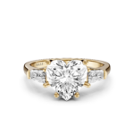 CORALIE 3 STONE TAPERED RING - cushion