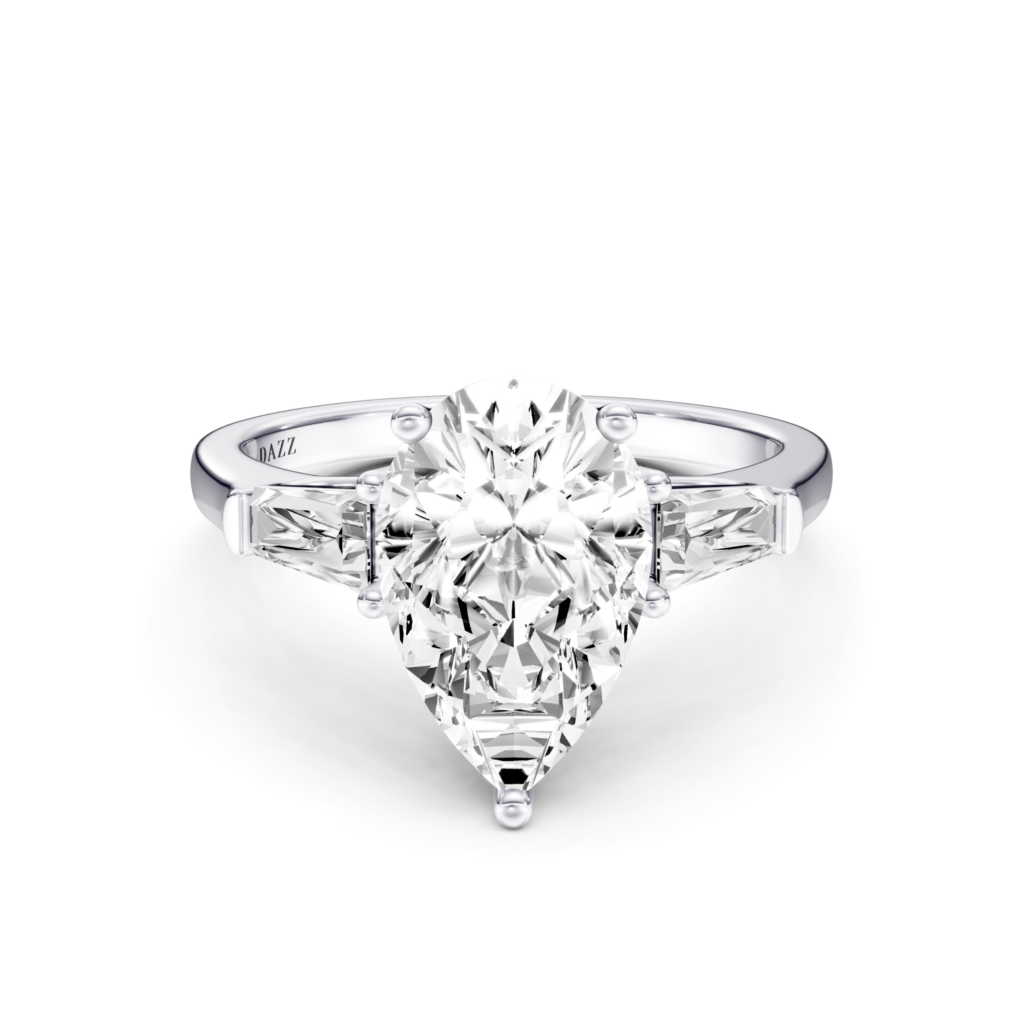 ISOLANIE 3 STONE TAPERED RING - pear