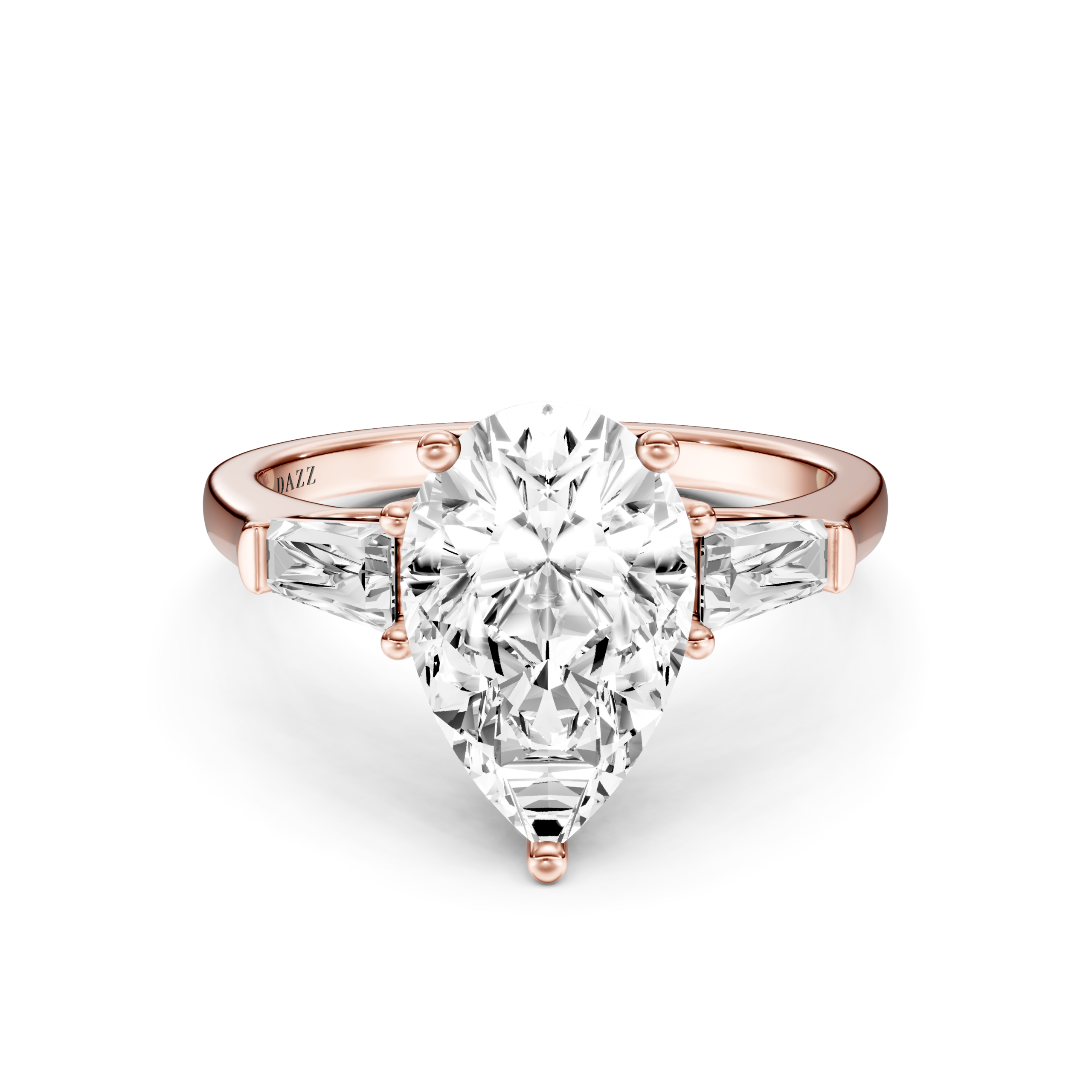 ISOLANIE 3 STONE TAPERED RING - pear