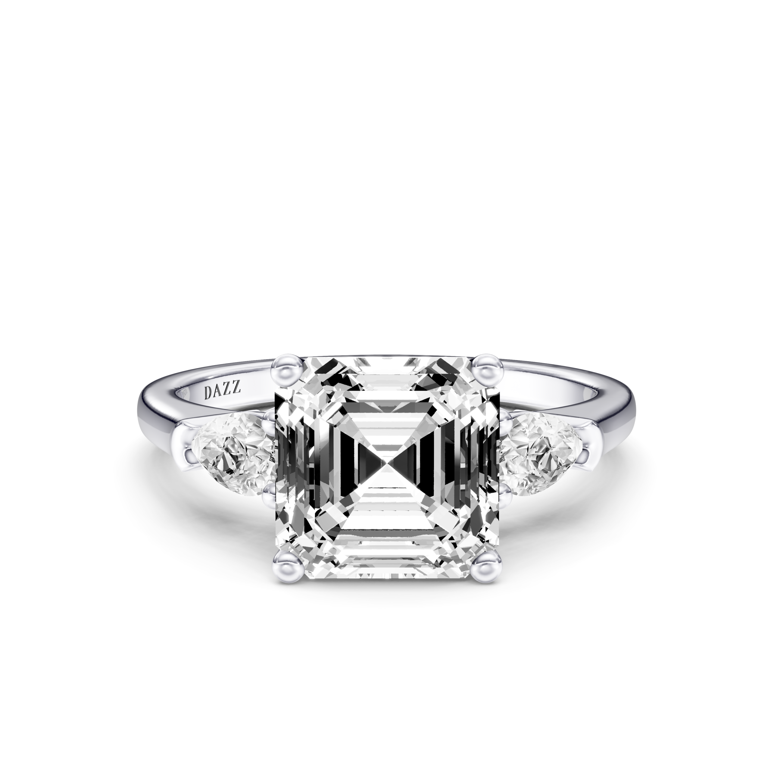 LUNEVIA 3 STONE PEAR RING - asscher