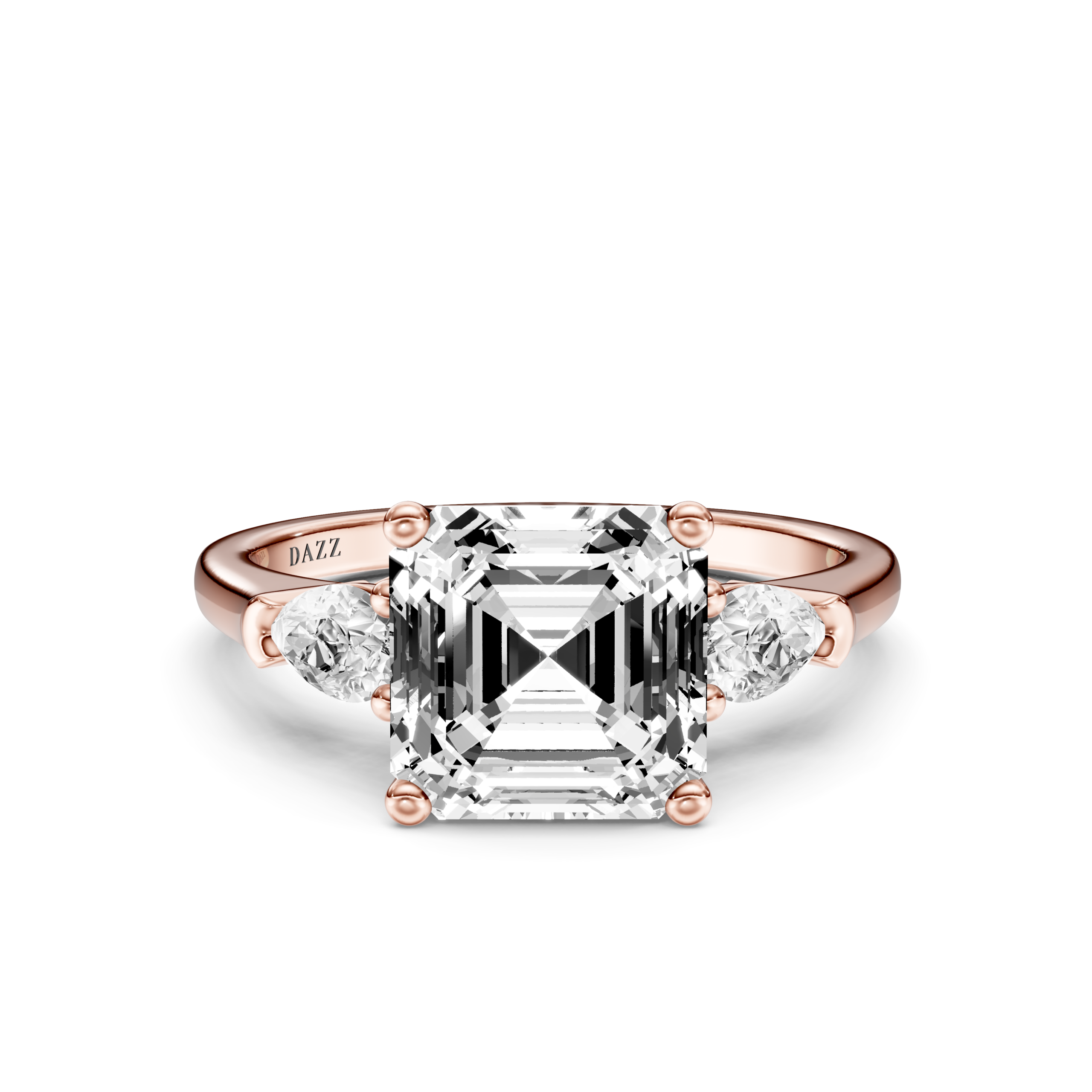 LUNEVIA 3 STONE PEAR RING - asscher